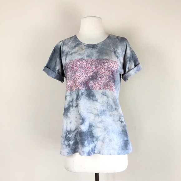 vintage 90s tie dye tee | 1990s abstract art t shirt | grunge hippie top tshirt - Picture 3 of 8
